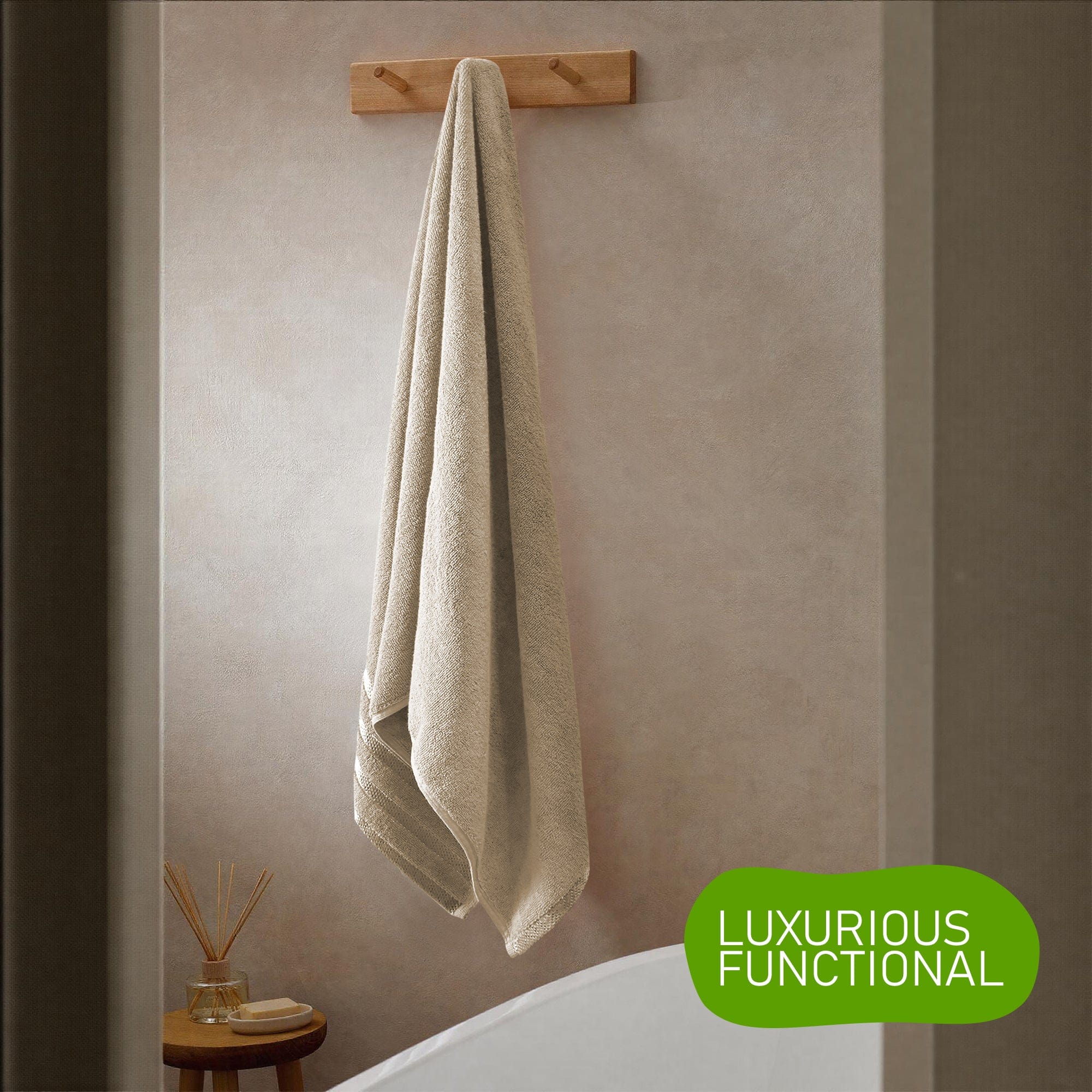 OLIVIA ROCCO Belmont Viscose Stripe Beige Towels 100 Percent Cotton Hotel Quality Super Absorbent 10 Piece Bale Set 4 Hand Towels And 12 Face Cloths