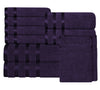 OLIVIA ROCCO Belmont Viscose Stripe Purple Towels 100 Percent Cotton Hotel Quality Super Absorbent 10 Piece Bale Set 4 Hand Towels 12 Face Cloths