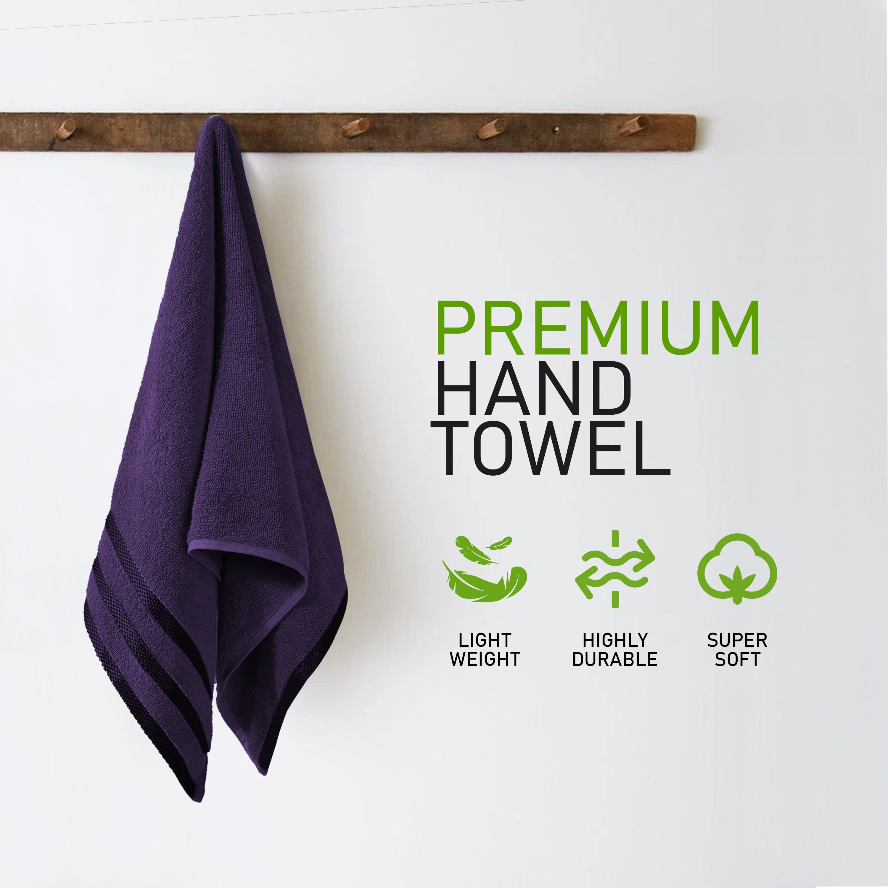 OLIVIA ROCCO Belmont Viscose Stripe Purple Towels 100 Percent Cotton Hotel Quality Super Absorbent 10 Piece Bale Set 4 Hand Towels 12 Face Cloths