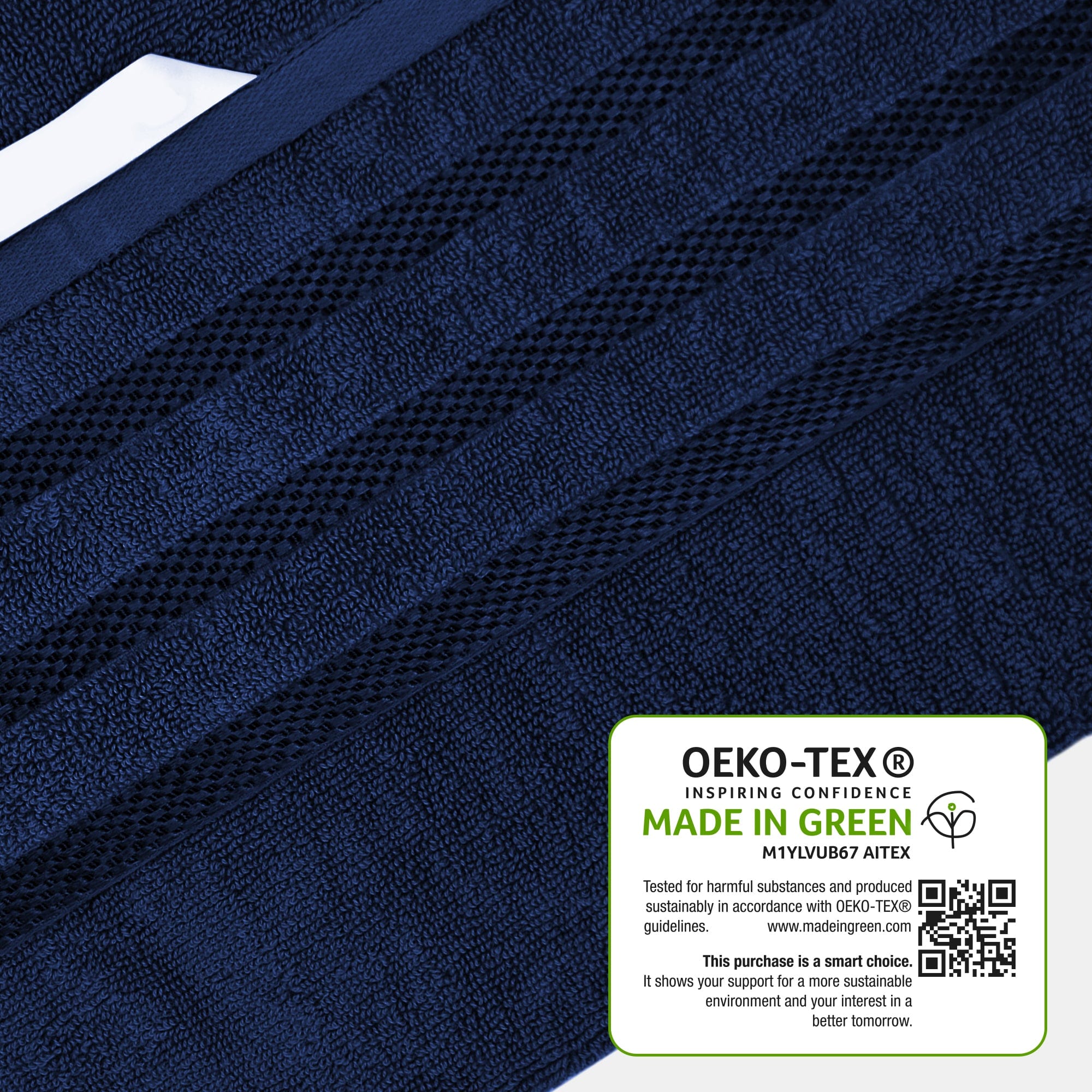 OLIVIA ROCCO Belmont Viscose Stripe Royal Blue Towels 100 Percent Cotton Hotel Quality 10 Piece Bale Set Includes 4 Hand Towels And 12 Face Cloths