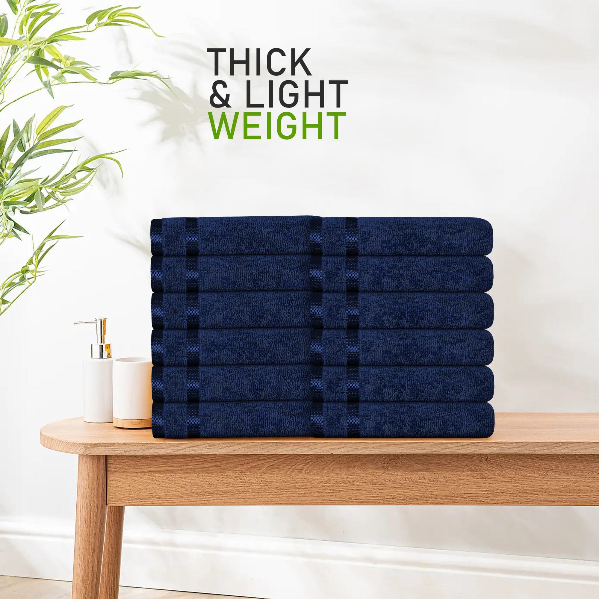 OLIVIA ROCCO Belmont Viscose Stripe Royal Blue Towels 100 Percent Cotton Hotel Quality 10 Piece Bale Set Includes 4 Hand Towels And 12 Face Cloths