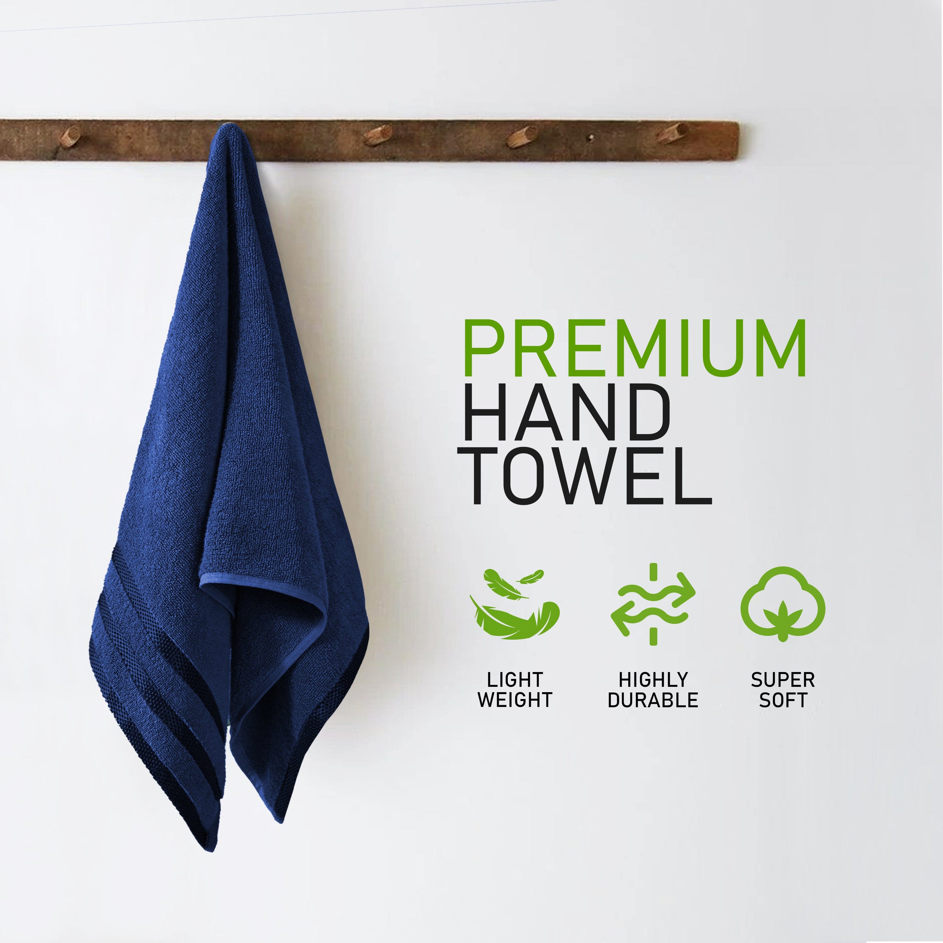 OLIVIA ROCCO Belmont Viscose Stripe Royal Blue Towels 100 Percent Cotton Hotel Quality 10 Piece Bale Set Includes 4 Hand Towels And 12 Face Cloths