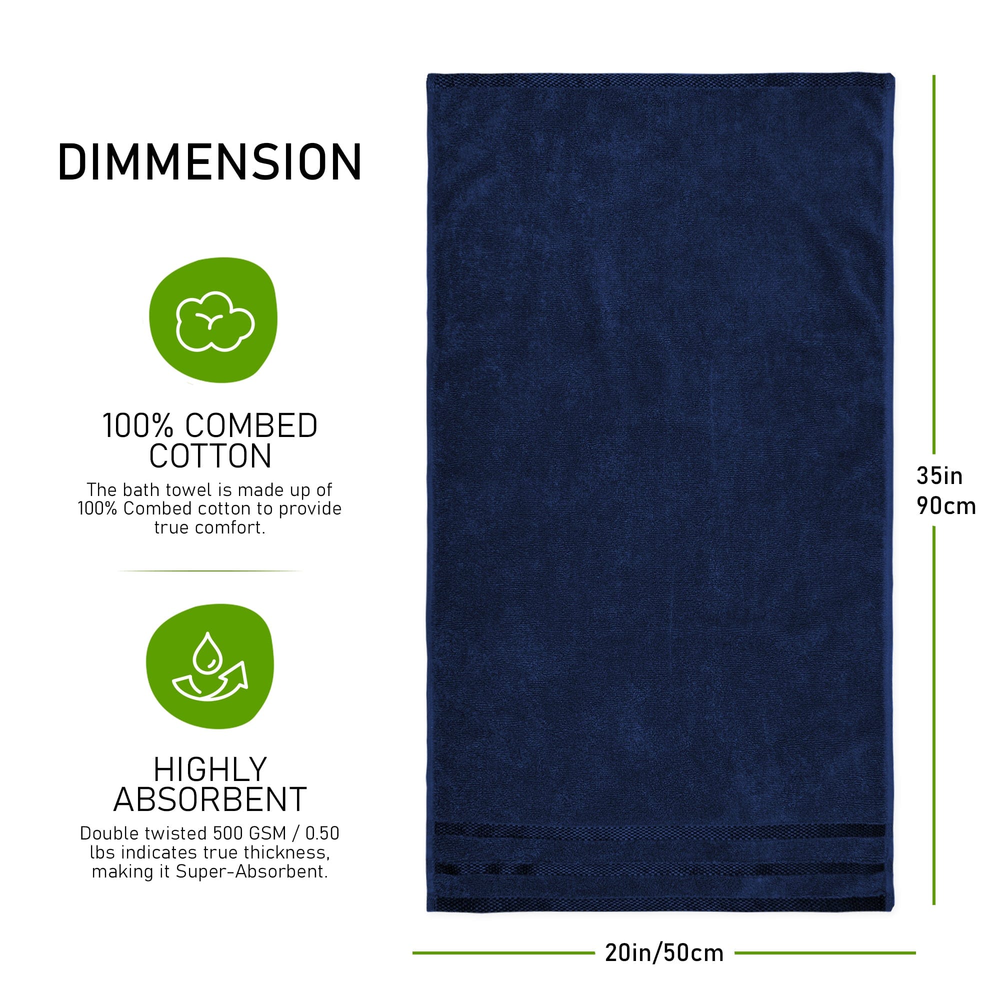 OLIVIA ROCCO Belmont Viscose Stripe Royal Blue Towels 100 Percent Cotton Hotel Quality 10 Piece Bale Set Includes 4 Hand Towels And 12 Face Cloths