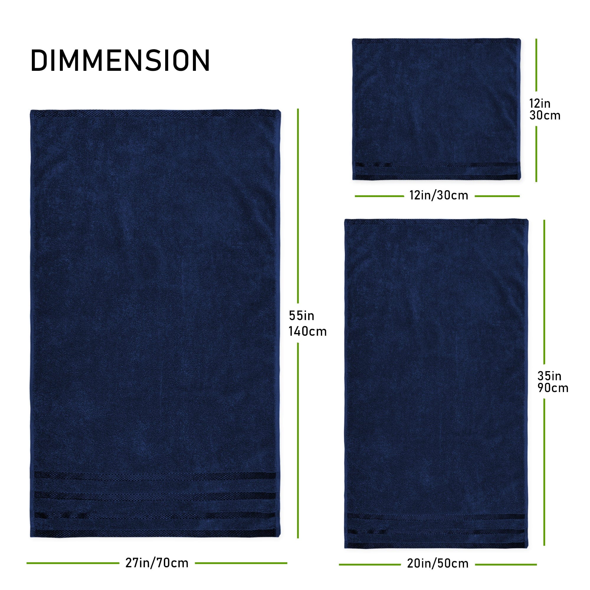 OLIVIA ROCCO Belmont Viscose Stripe Royal Blue Towels 100 Percent Cotton Hotel Quality 10 Piece Bale Set Includes 4 Hand Towels And 12 Face Cloths
