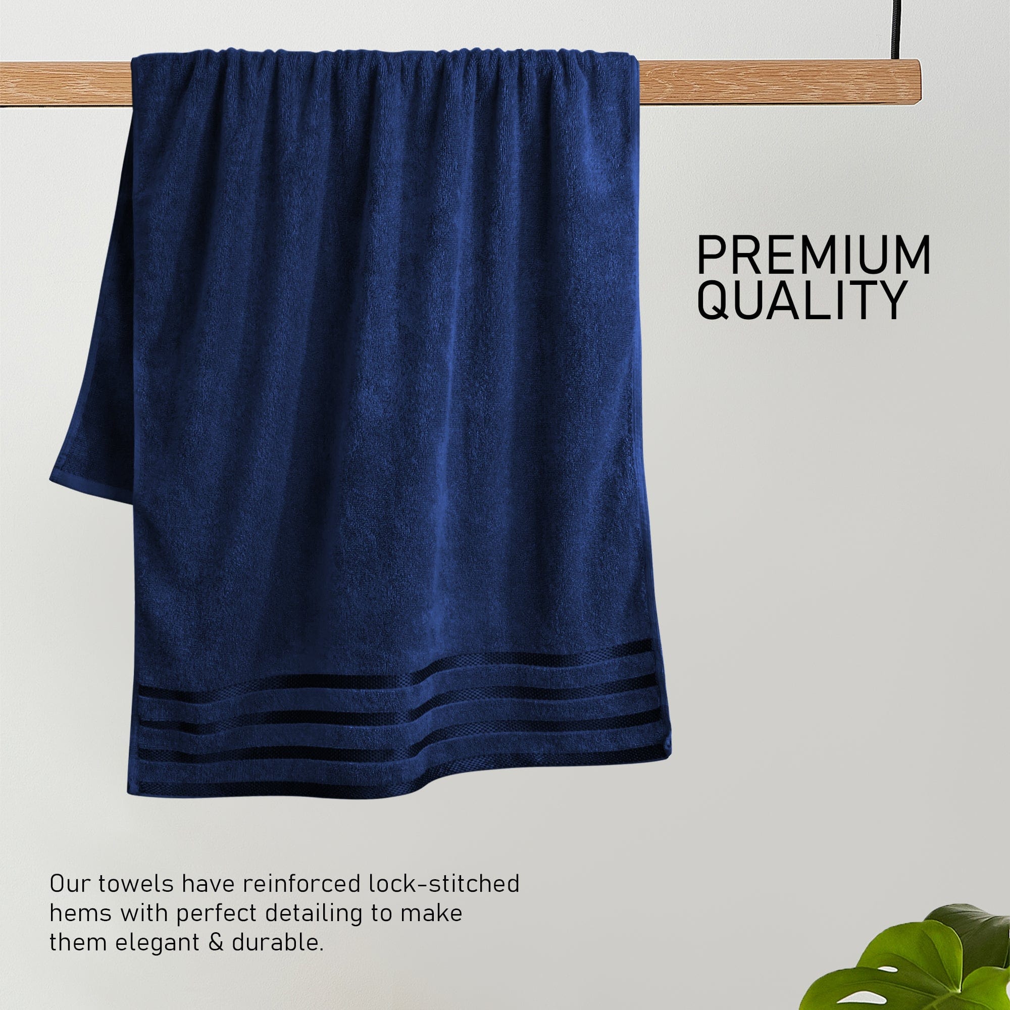 OLIVIA ROCCO Belmont Viscose Stripe Royal Blue Towels 100 Percent Cotton Hotel Quality 10 Piece Bale Set Includes 4 Hand Towels And 12 Face Cloths