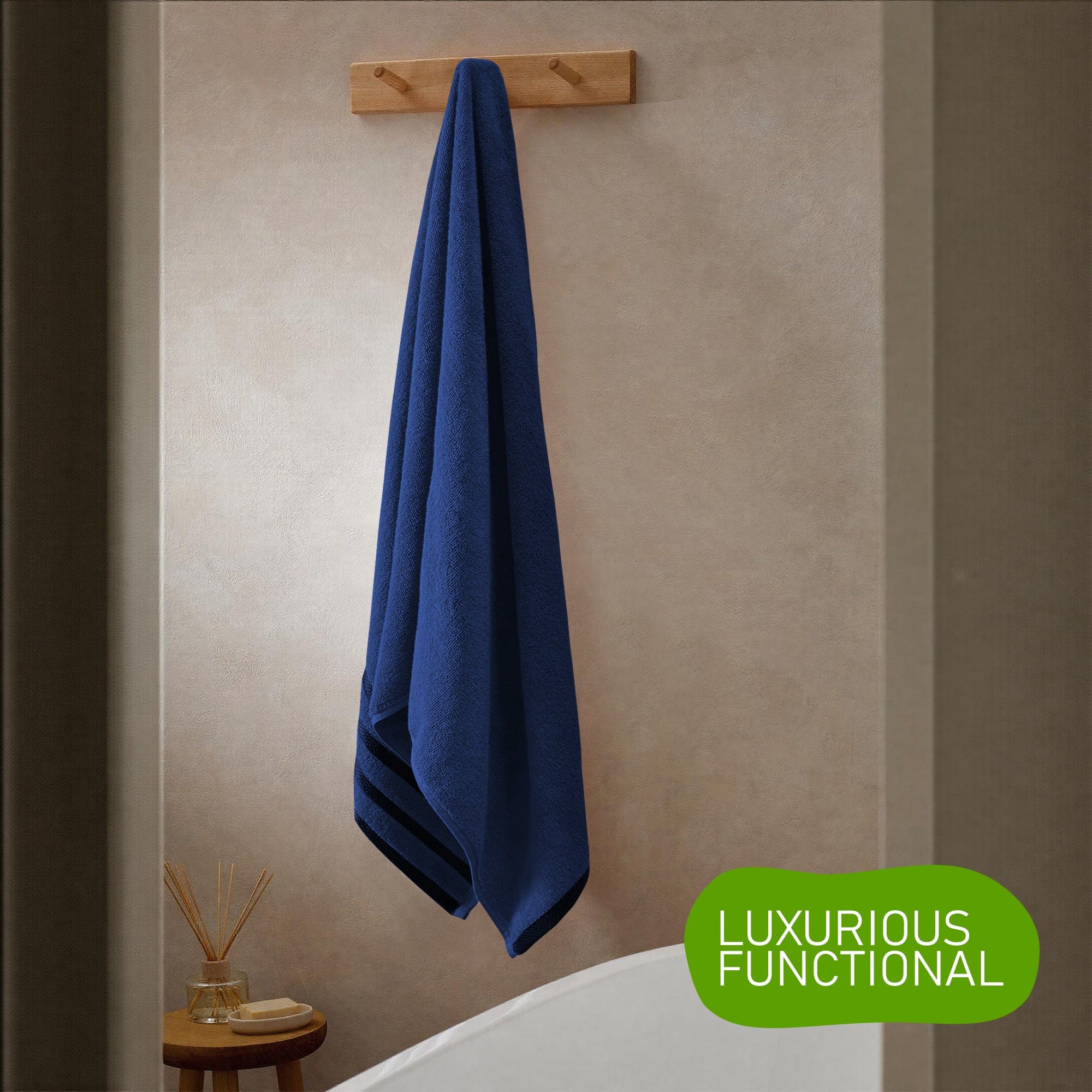 OLIVIA ROCCO Belmont Viscose Stripe Royal Blue Towels 100 Percent Cotton Hotel Quality 10 Piece Bale Set Includes 4 Hand Towels And 12 Face Cloths