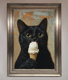 Black Cat Vanilla Icecream Funny Framed Wall Art - Zestio