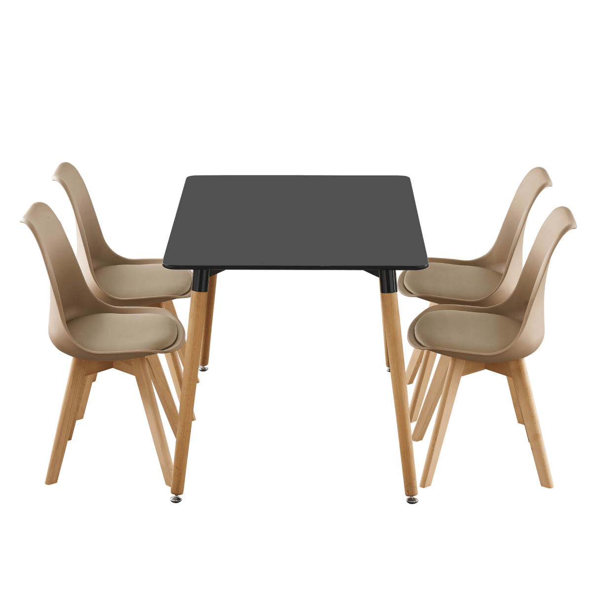 Black Halo Dining Table & Set of 4 Jamie Lorenzo Tulip chairs with Padded Seat - Zestio