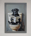 Black Lab On The Toilet Framed Poster - Zestio