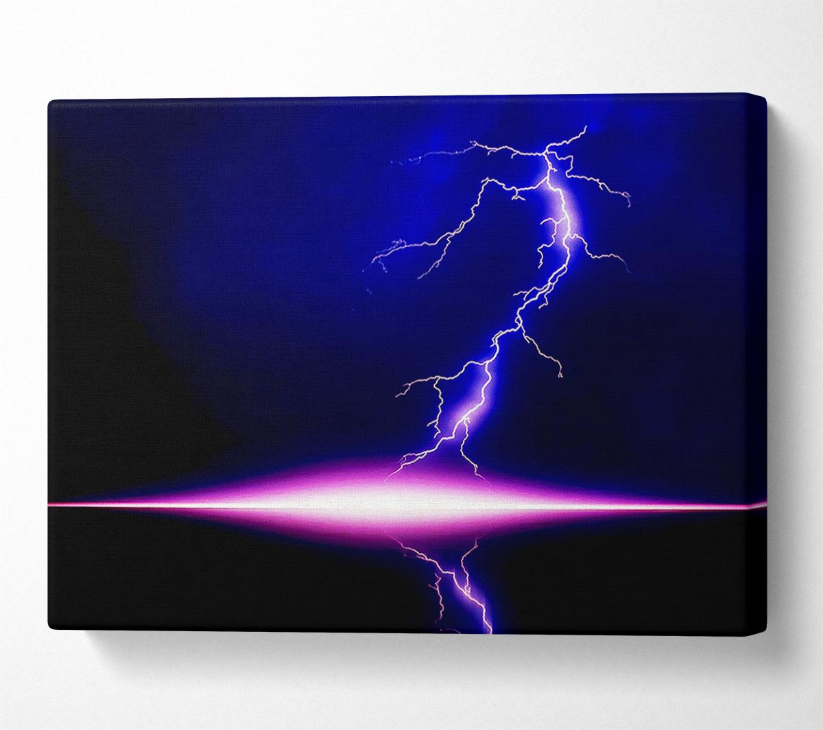 Blue Lightning Storm Pink Awakening Canvas Wall Art - Zestio