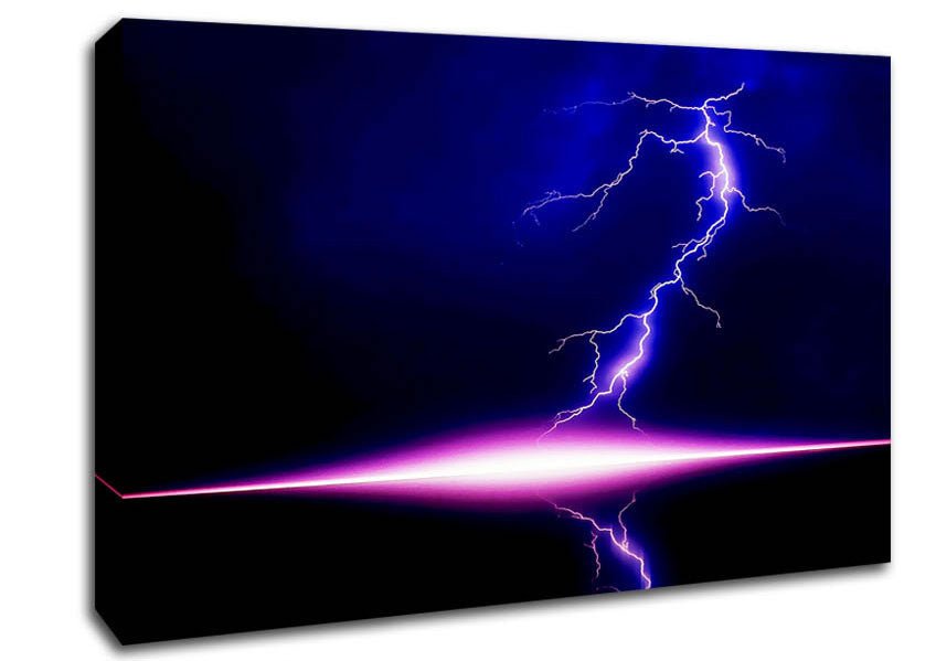 Blue Lightning Storm Pink Awakening Canvas Wall Art - Zestio