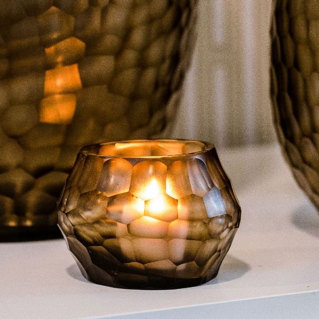 HEMATITE CANDLEHOLDER - H9 D11 cm - STEELGREEN