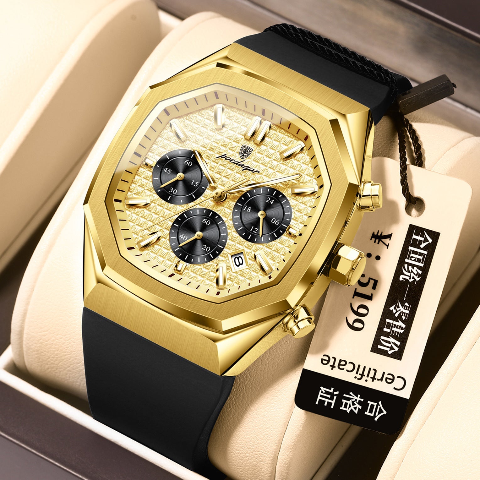 Multifunctional Six-pin Calendar Men's Watch Large Dial