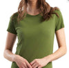 Women's Cotton Crew-neck Short-sleeve Top With A Fitted Waist For A Slimming Effect
