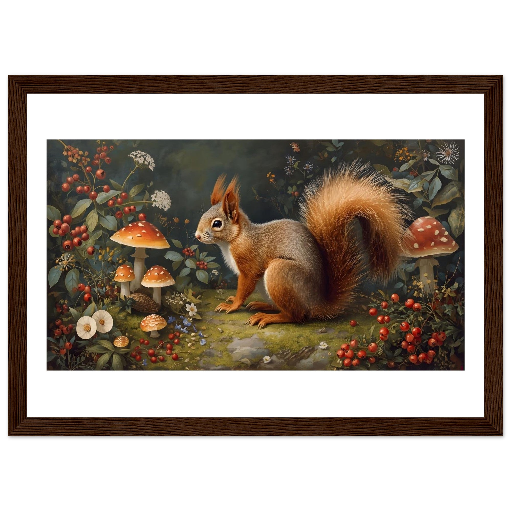 Woodland Squirrel Framed Print – Rustic Nature Wall Art