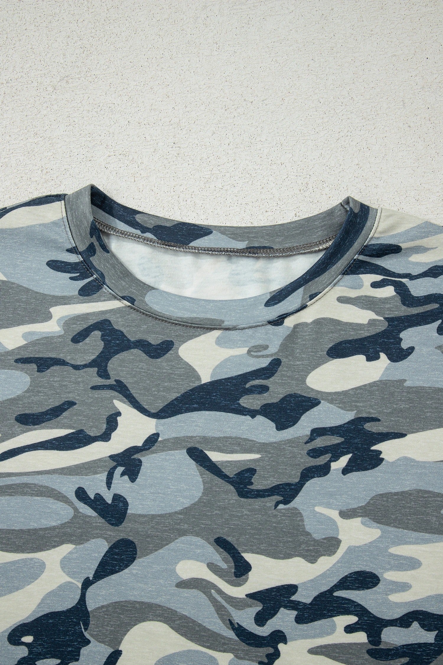 Women's Casual Loose-fit Crew-neck Camouflage Sports Short-sleeve