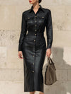 Women's Stylish Elegant Waist-cinching Figure-hugging Single-breasted High-quality Long Dress