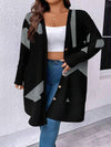 Loose Casual Plus Size Knitwear Cardigan Button Stitching Printing Coat