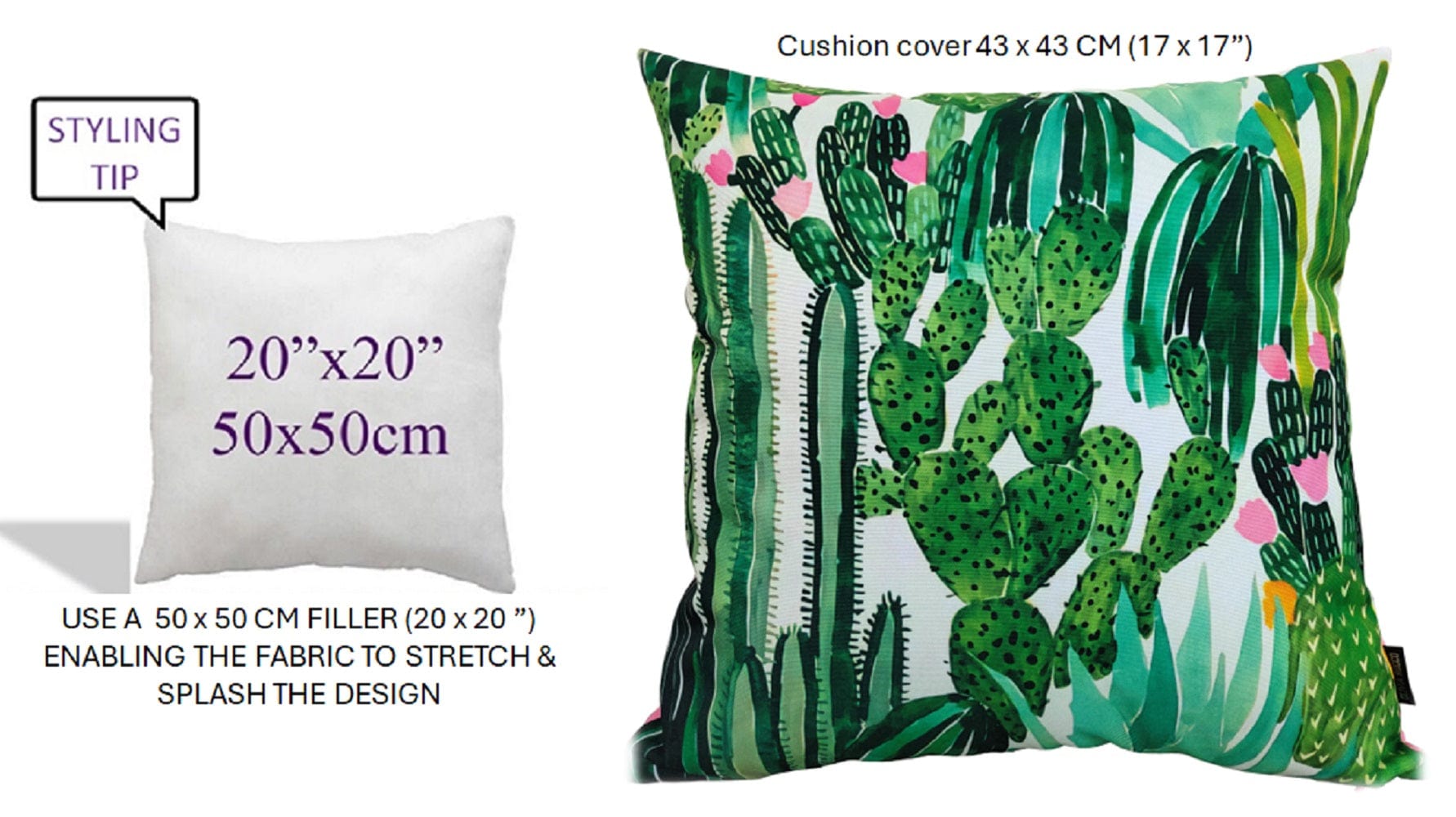 OLIVIA ROCCO Cactus Outdoor Cushion Covers 43 x 43 cm Waterproof Polyester Weather-Resistant For Patio Garden Bench Sofa Indoor Living Room