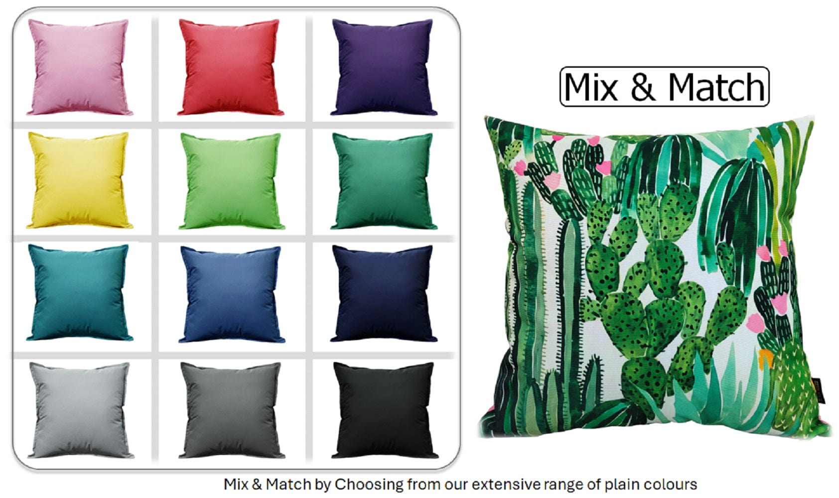 OLIVIA ROCCO Cactus Outdoor Cushion Covers 43 x 43 cm Waterproof Polyester Weather-Resistant For Patio Garden Bench Sofa Indoor Living Room