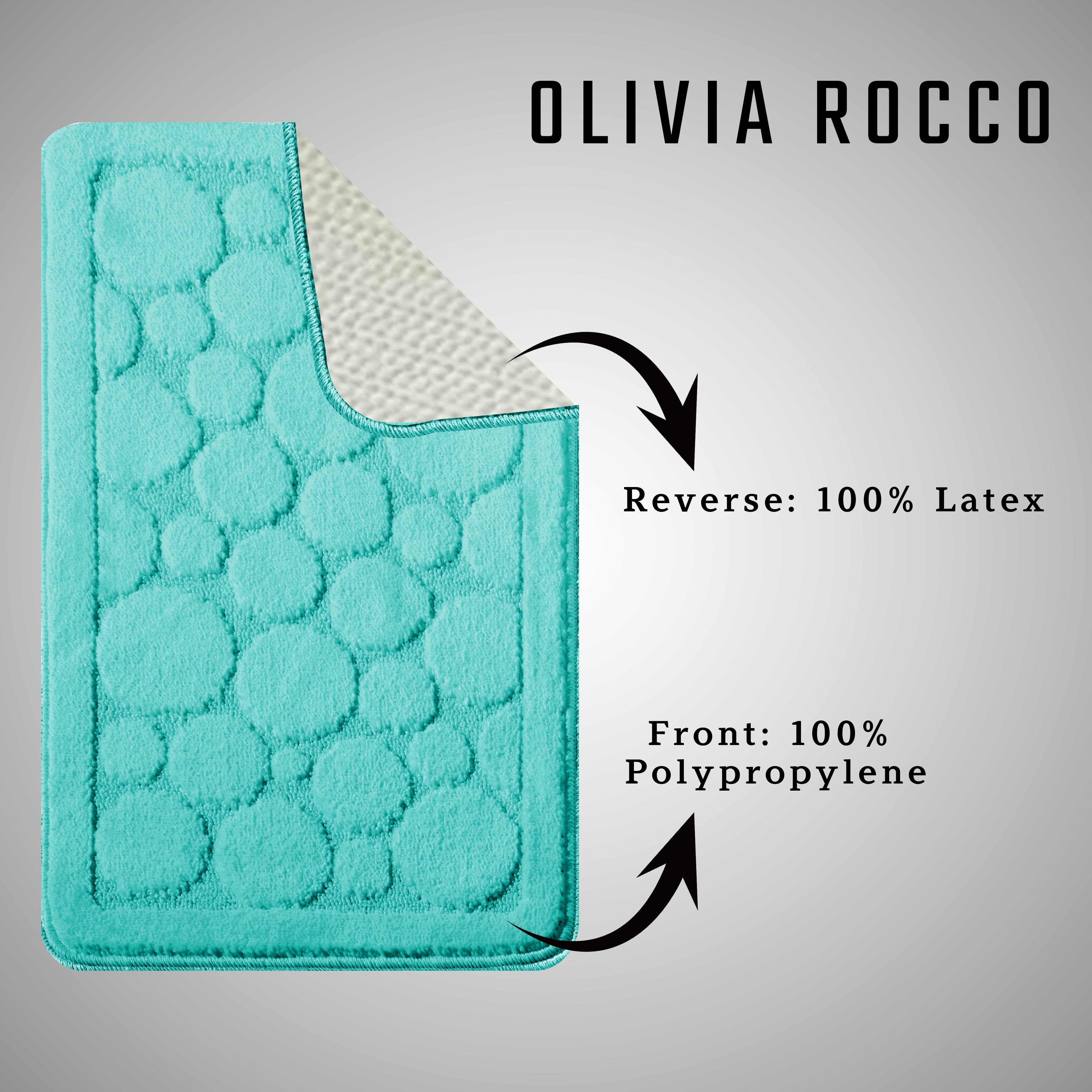 OLIVIA ROCCO Cali Bubbles 2 Piece Duck Egg Bath Mat and Pedestal Set Non Slip Soft and Absorbent Bathroom Mats for Comfort and Safety