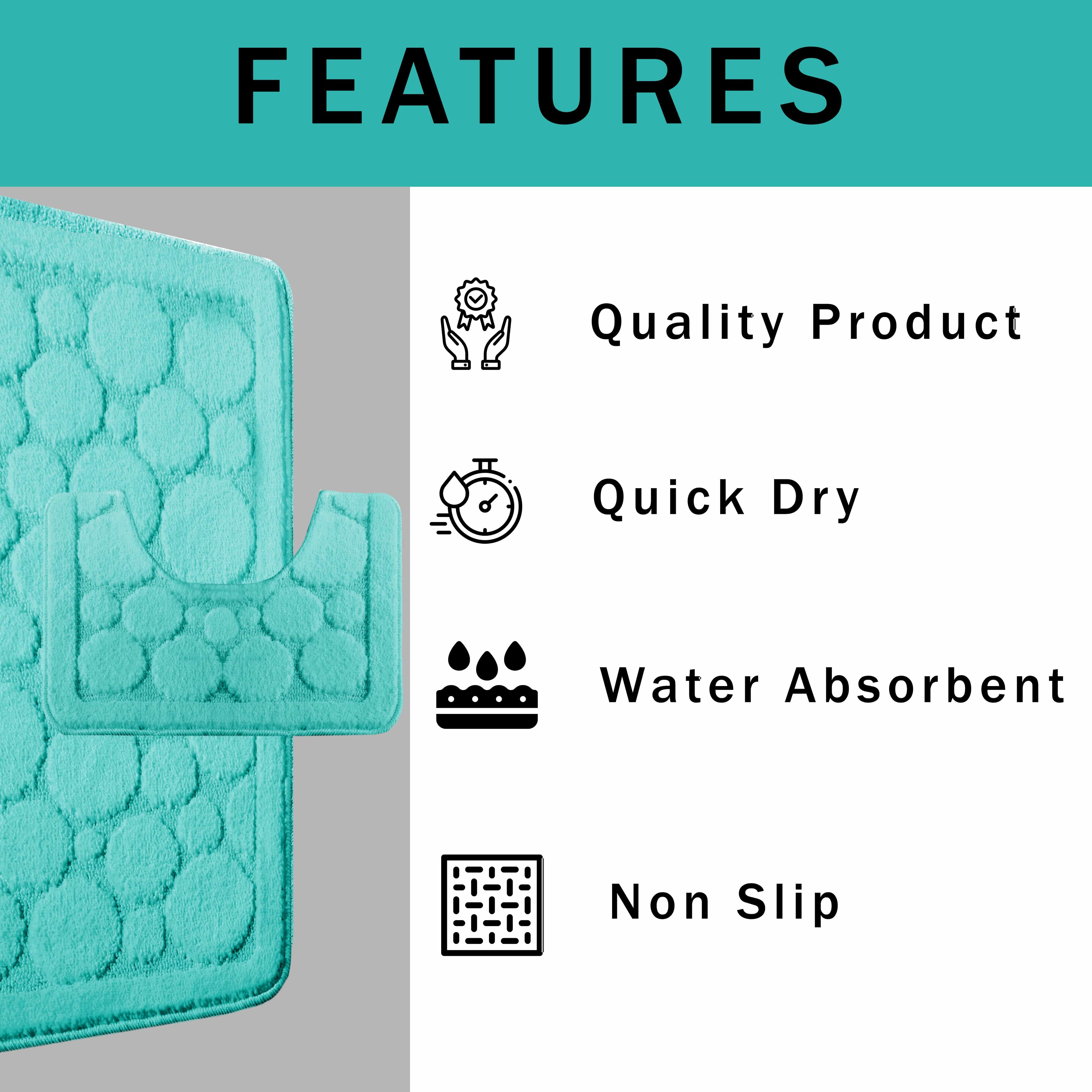 OLIVIA ROCCO Cali Bubbles 2 Piece Duck Egg Bath Mat and Pedestal Set Non Slip Soft and Absorbent Bathroom Mats for Comfort and Safety