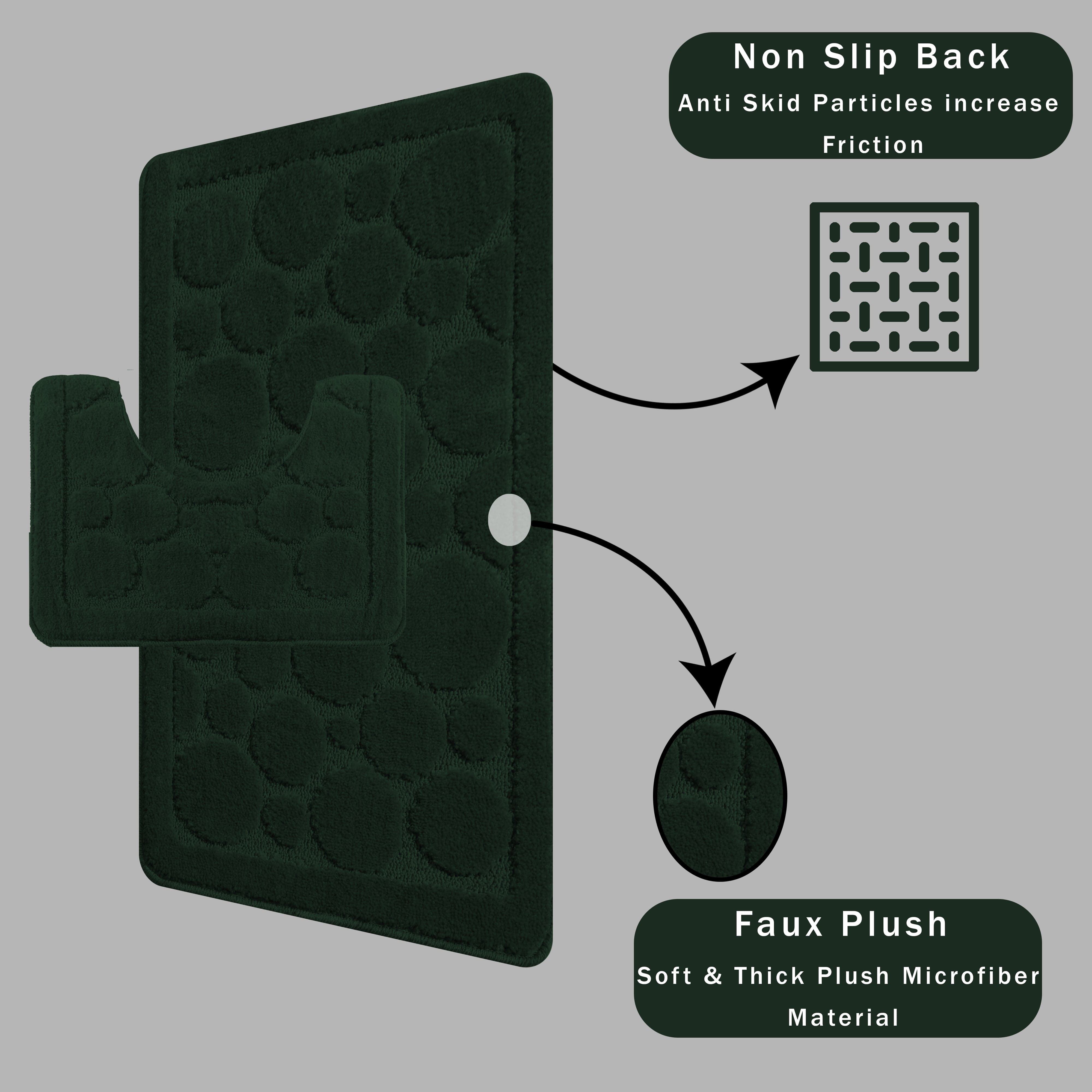 OLIVIA ROCCO Cali Bubbles Emerald Green Bath Mat And Pedestal Set Non Slip Soft And Absorbent For Bathroom Safety And Comfort 2 Piece