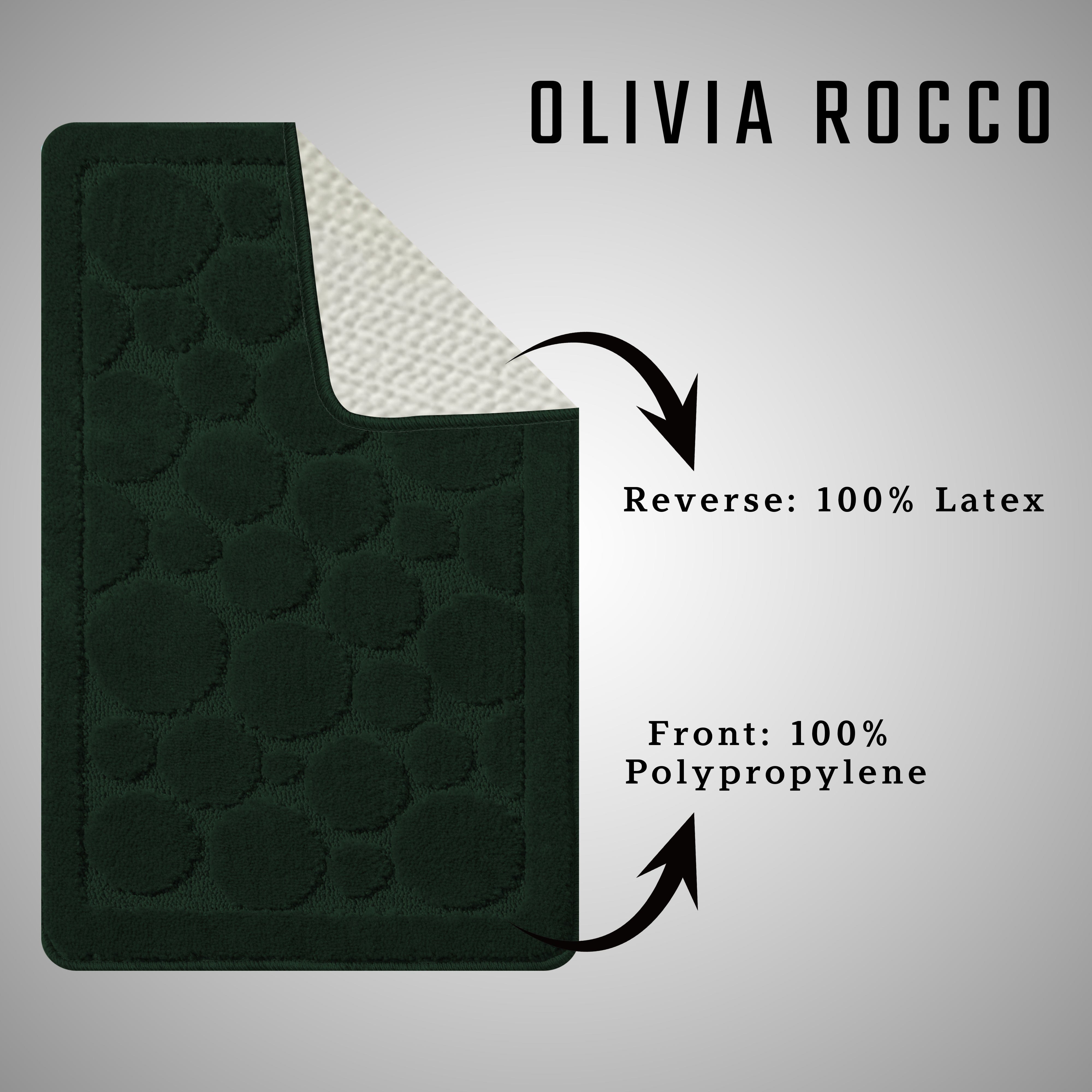 OLIVIA ROCCO Cali Bubbles Emerald Green Bath Mat And Pedestal Set Non Slip Soft And Absorbent For Bathroom Safety And Comfort 2 Piece