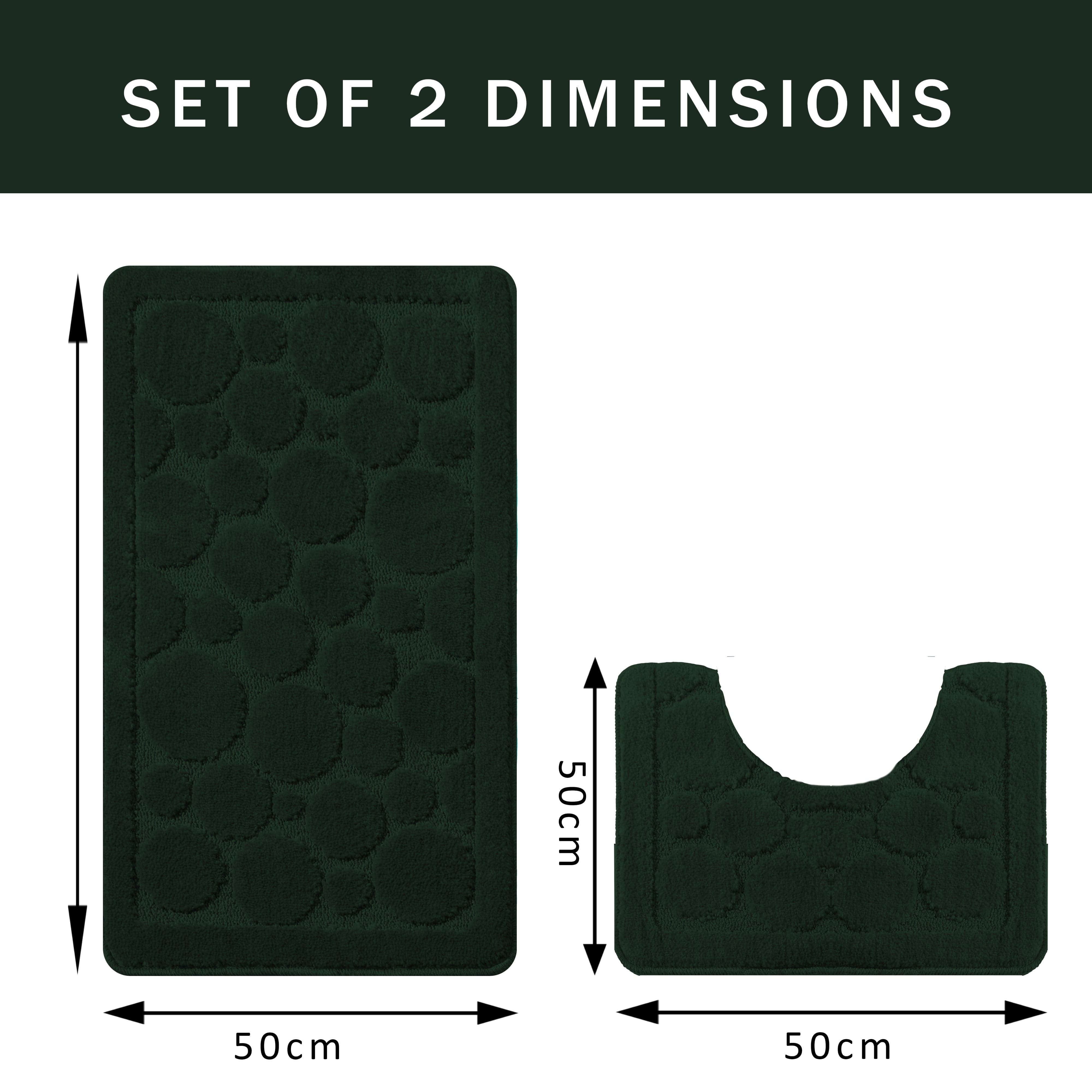 OLIVIA ROCCO Cali Bubbles Emerald Green Bath Mat And Pedestal Set Non Slip Soft And Absorbent For Bathroom Safety And Comfort 2 Piece