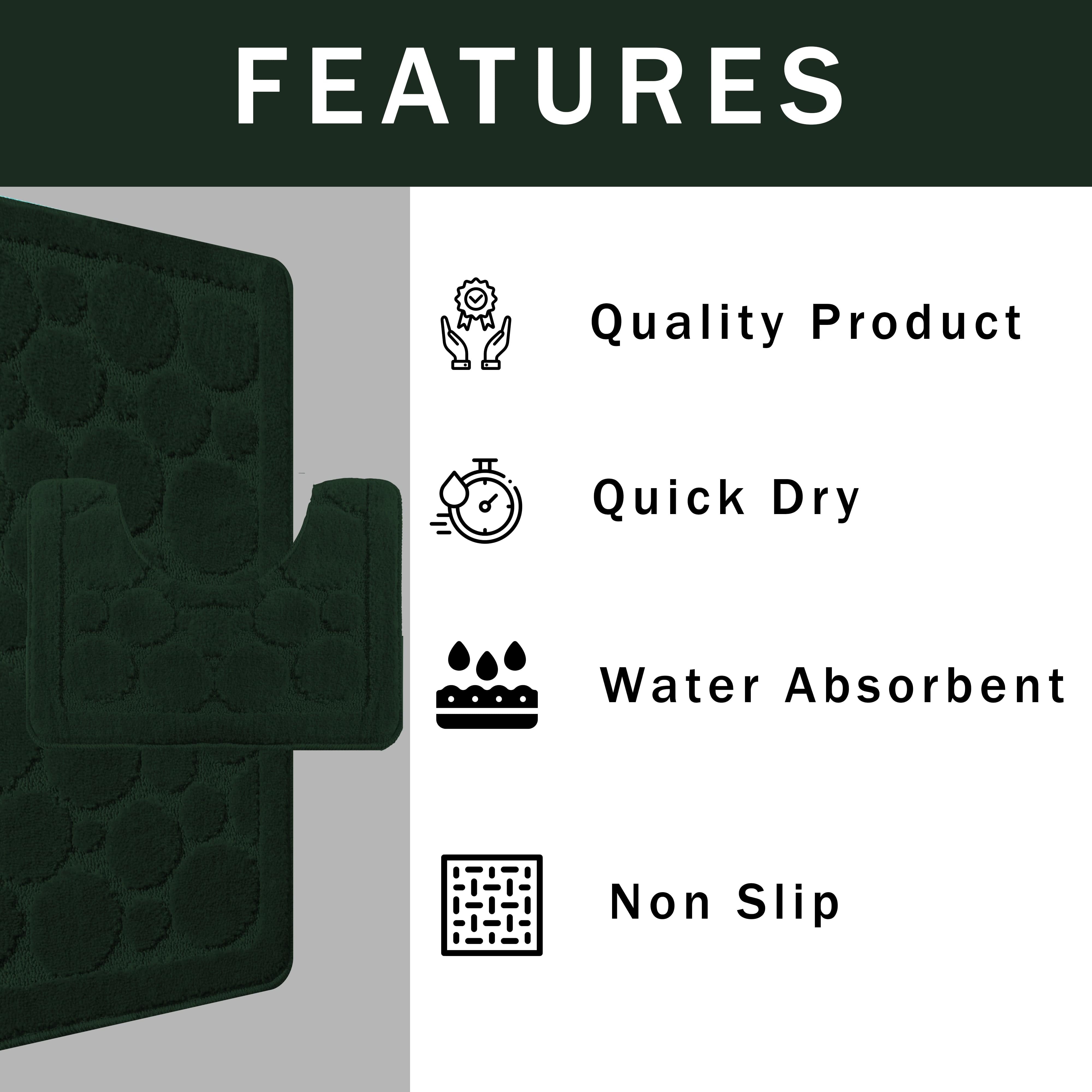 OLIVIA ROCCO Cali Bubbles Emerald Green Bath Mat And Pedestal Set Non Slip Soft And Absorbent For Bathroom Safety And Comfort 2 Piece