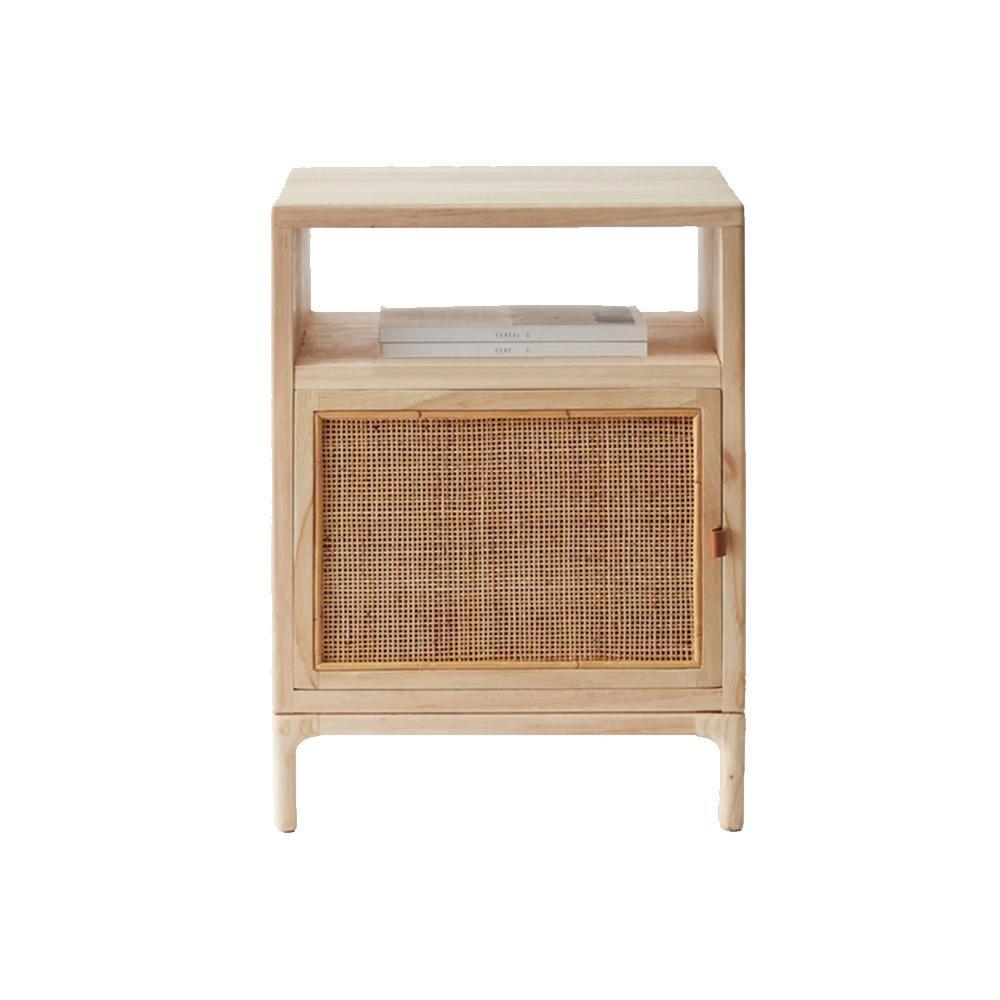 Cane Mini Side Table, Natural Rattan & Ash Esche Wood