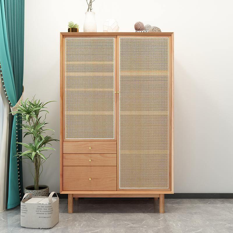 Bernadette Wardrobe, Hallway Storage, Natural Rattan & Oak