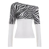 Asymmetrical Slant-Shoulder Long-Sleeve Casual Top Fashion Outfit Women's Clothing