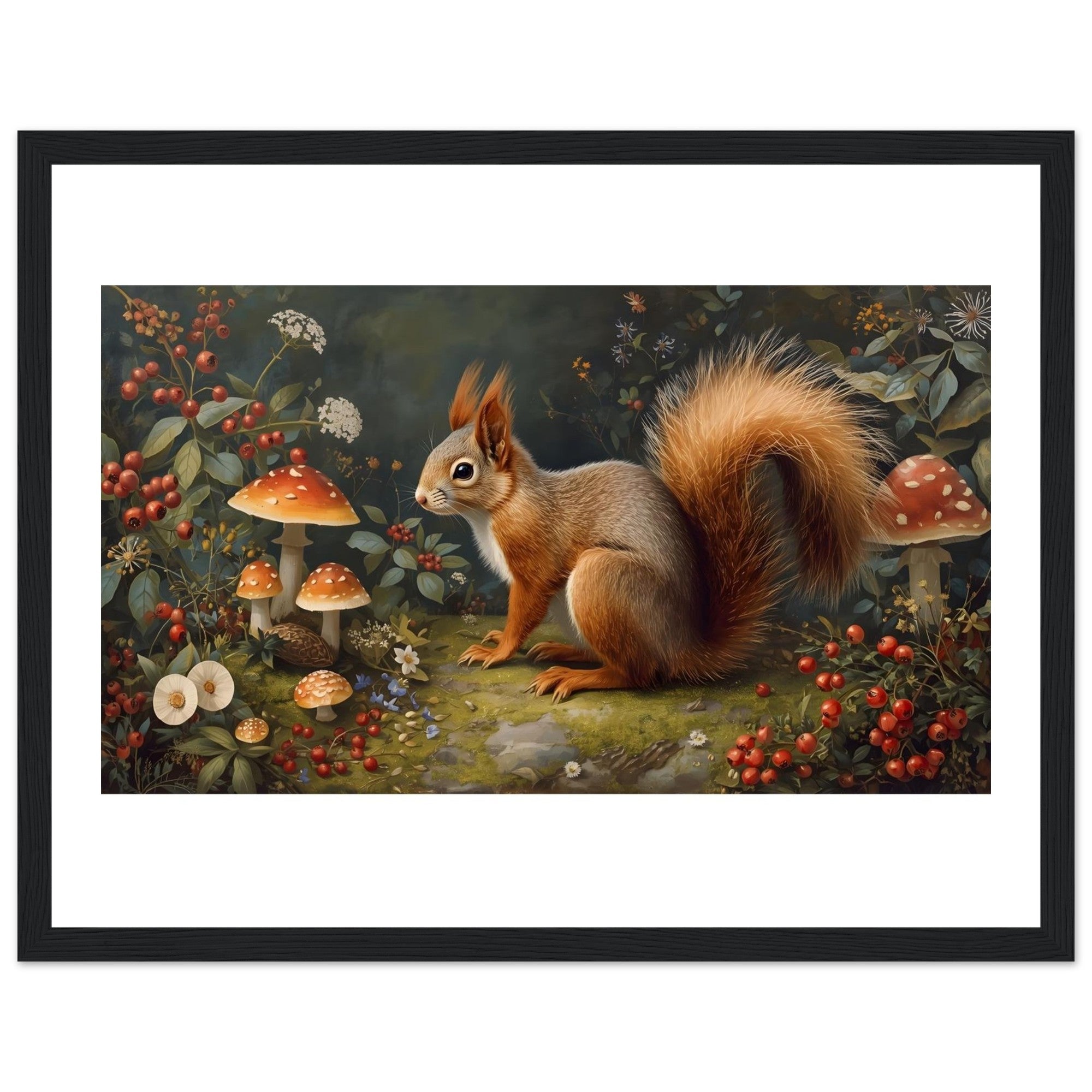 Woodland Squirrel Framed Print – Rustic Nature Wall Art