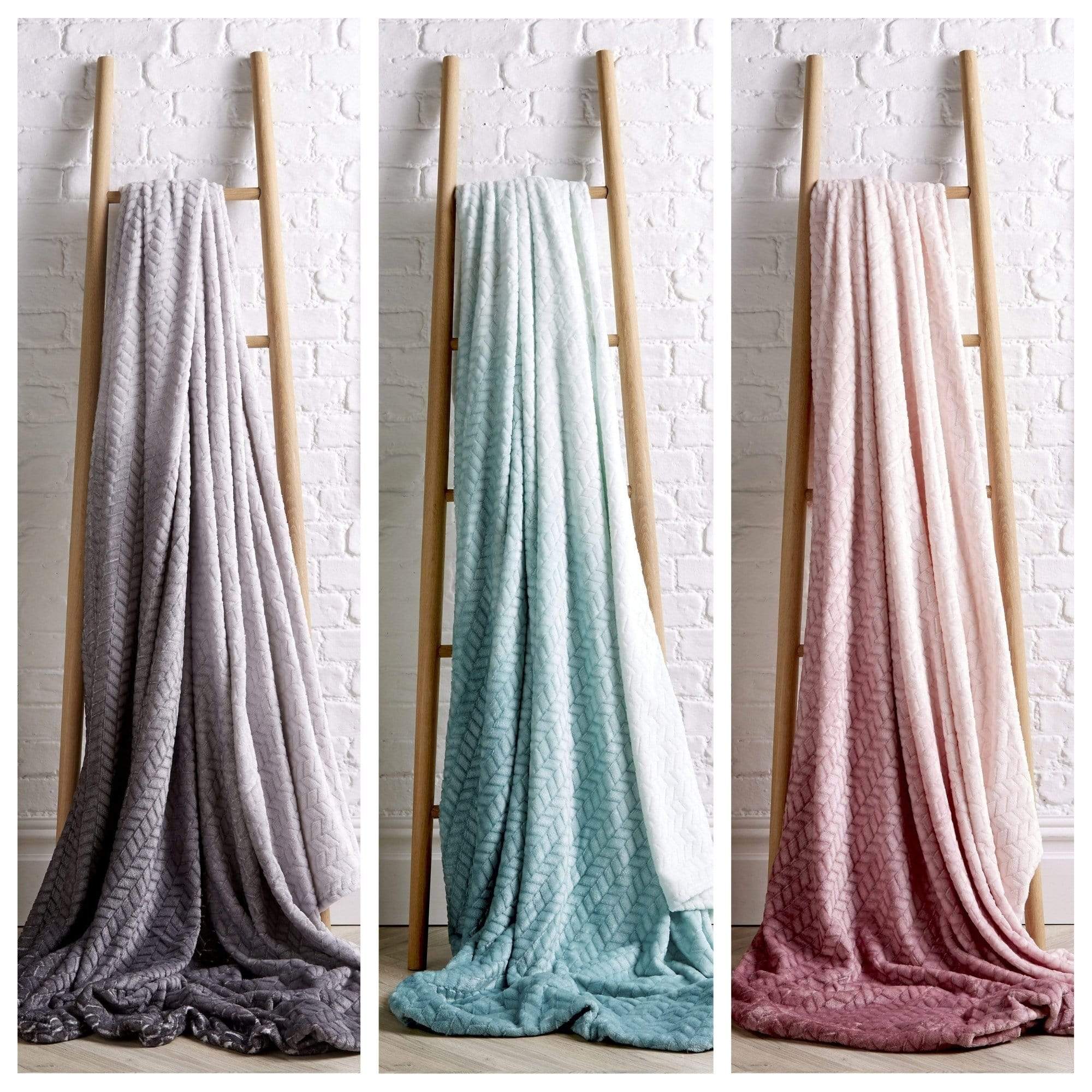 OLIVIA ROCCO Chevron Ombre Throw Blanket Oversized Chunky Soft Fleece for Sofa or Bed All-Season Comfort in Calming Colours