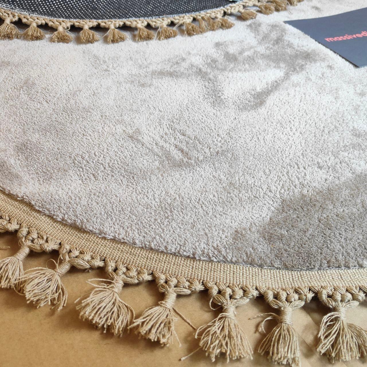 Circular Bedroom Rug Soft & Cozy 120cm - Fluffy, Anti-Slip, Beige