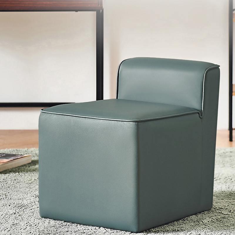 Clay Footstool, Leather
