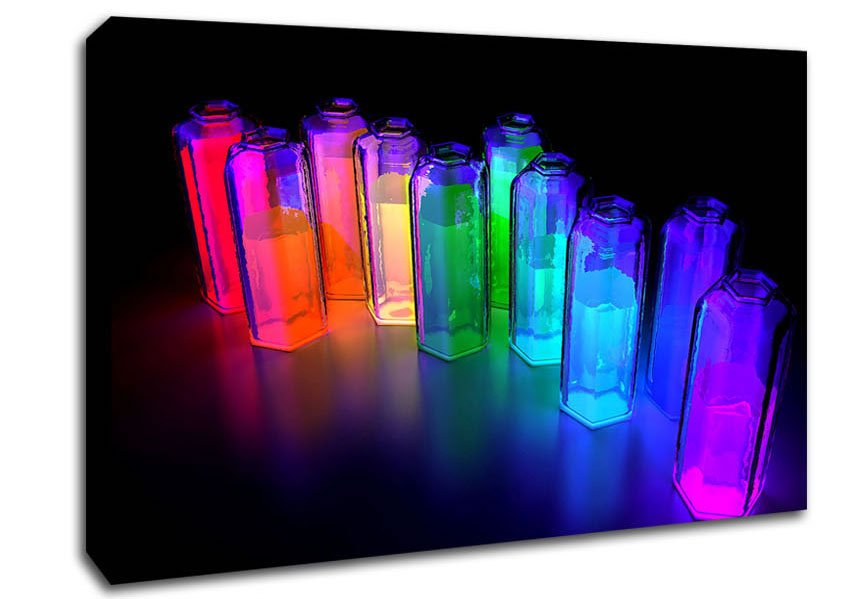 Colorful 3D Bottles Canvas Wall Art - Zestio