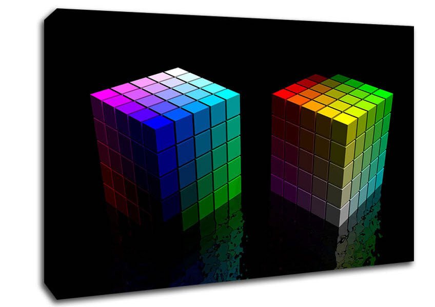 Colourful Cubes Black Canvas Wall Art - Zestio