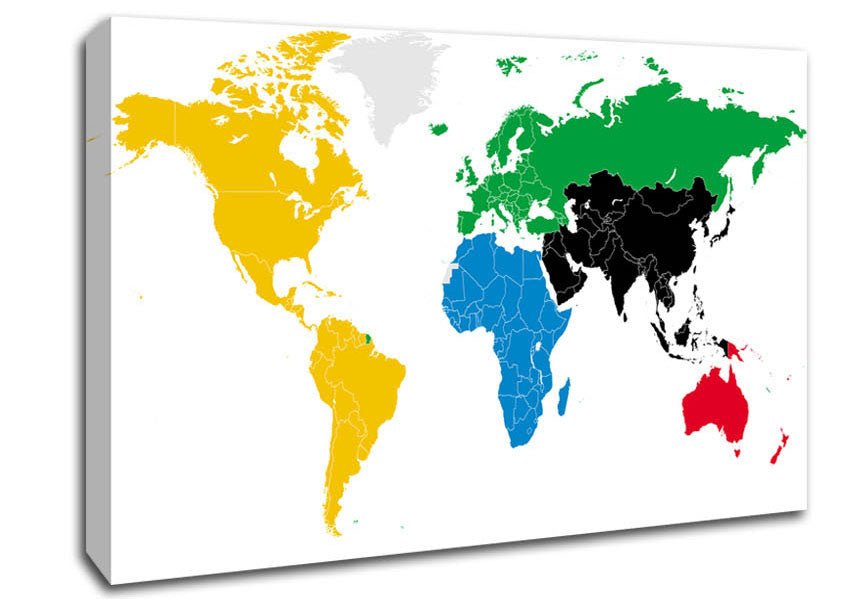 Colours Of The World Map Canvas Wall Art - Zestio