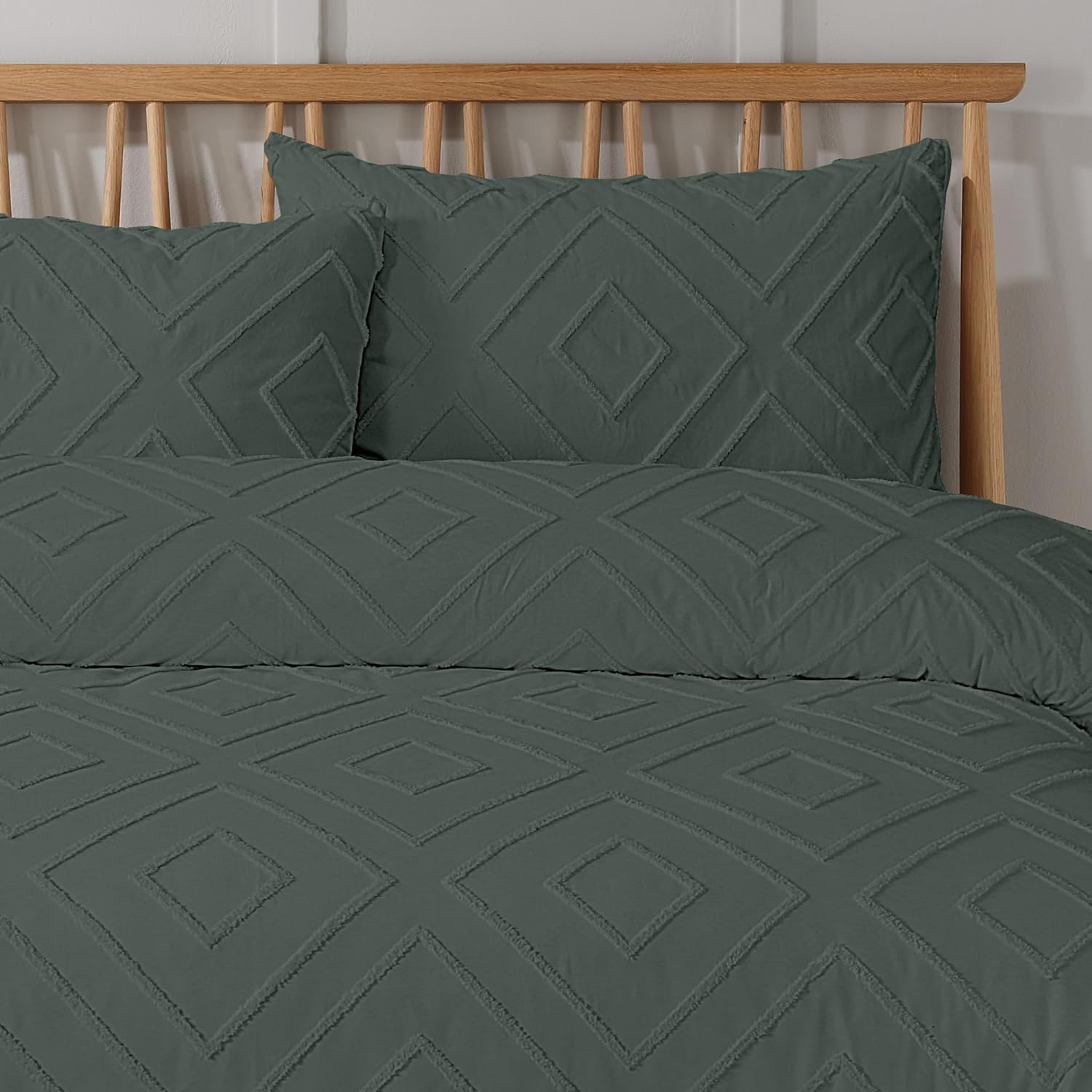OLIVIA ROCCO Como Tufted Duvet Cover Set With Pillowcases Grey Natural White Easy Care Bedding Single Double King Sizes Durable Fabric