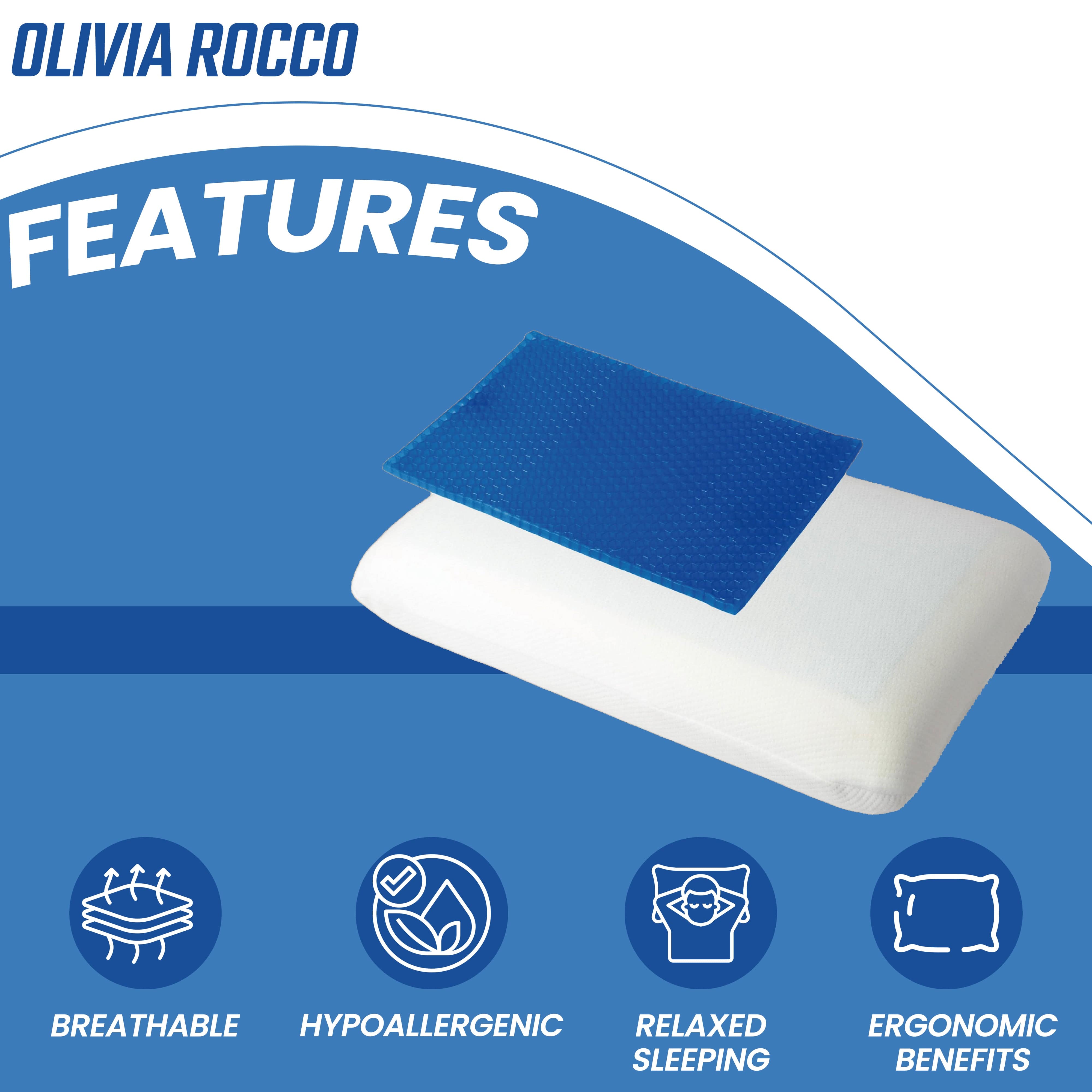 OLIVIA ROCCO Cooling Gel Memory Foam Pillow With Breathable Cover, Orthopaedic Support, Luxury Fibre Filling, Ergonomic Neck Relief