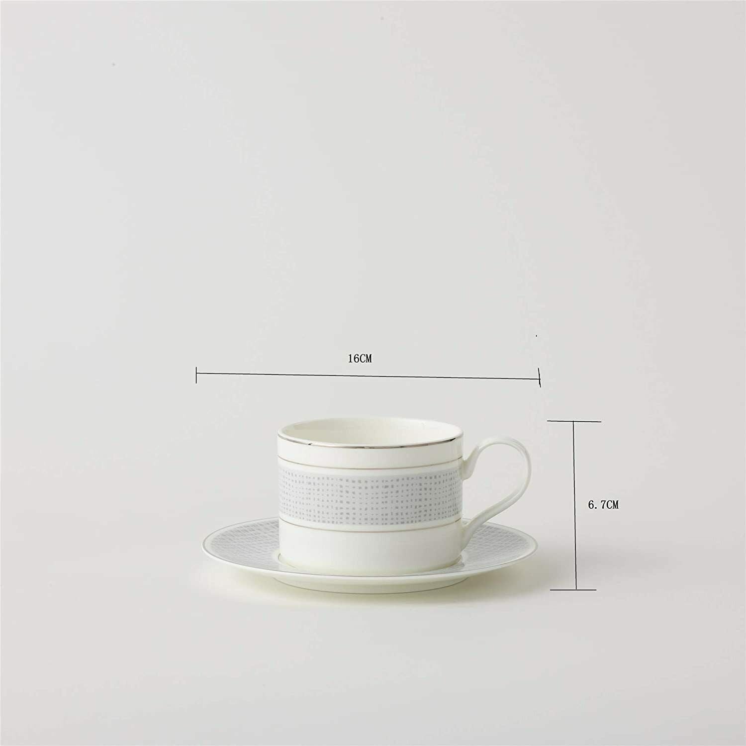 Cup and Saucer Set Classic Pattern with Silvering Banding Light Weight 290ml (Set 4) 4 CUPS/ 4 SAUCERS