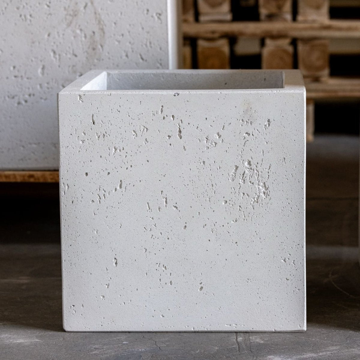 Cubrosa | White Mist – 30cm Medium Square Concrete Planter – 14L Block Plant Pot - Zestio