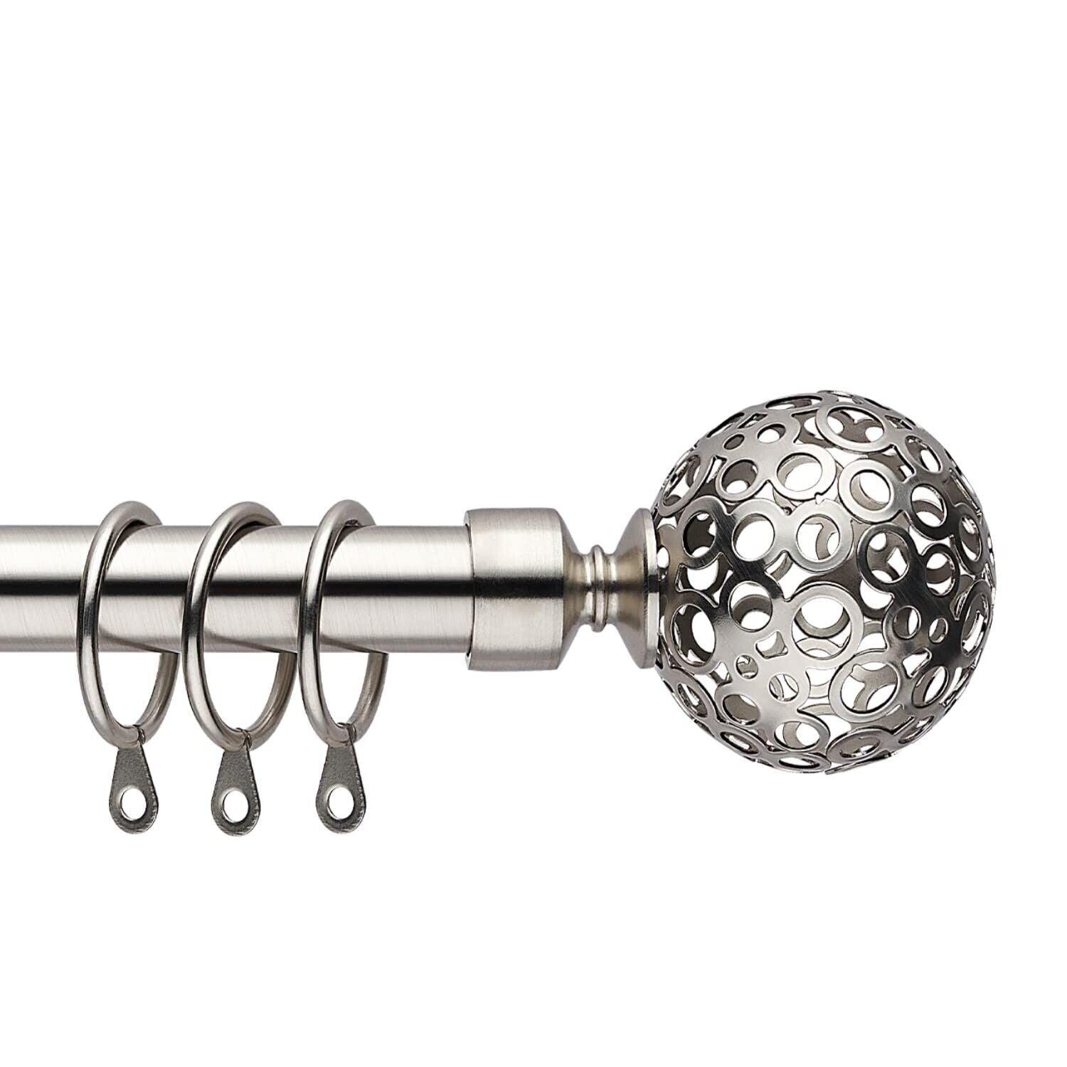 Curtain Pole Globe Ball finials Extendable Curtain Pole 120-300 cm Satin