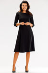 Elegant Blush Black Daydress by Awama - Comfortable Fit with Round Neckline