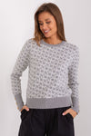 Elegant Long Sleeve Jumper with Decorative Cuffs and Distinctive Print - Classic Round Neck Sweater