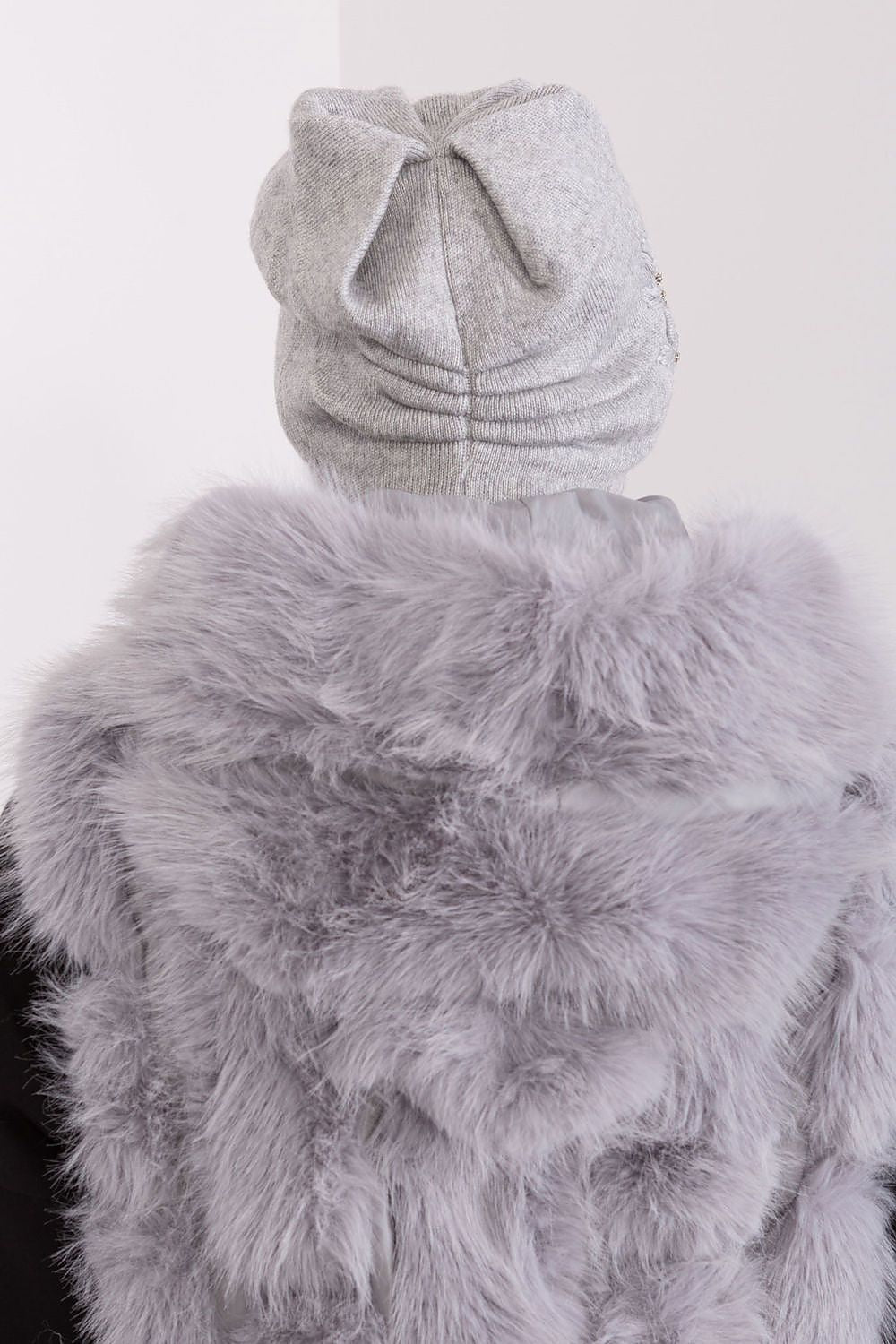 Luxury Women's Winter Hat in Smooth Knit with Decorative Applique - 50% Acrylic, 30% Cotton, 20% Cashmere