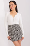Elegant Cotton Blend Women's Striped Blouse with Heart-Shaped Neckline and Button Detail