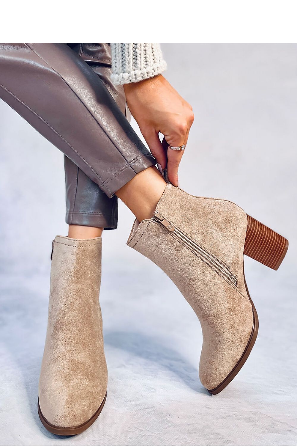 Elegant Women's Eco-Suede Heel Boots with 8 cm Heel and Soft Fur Lining by Inello